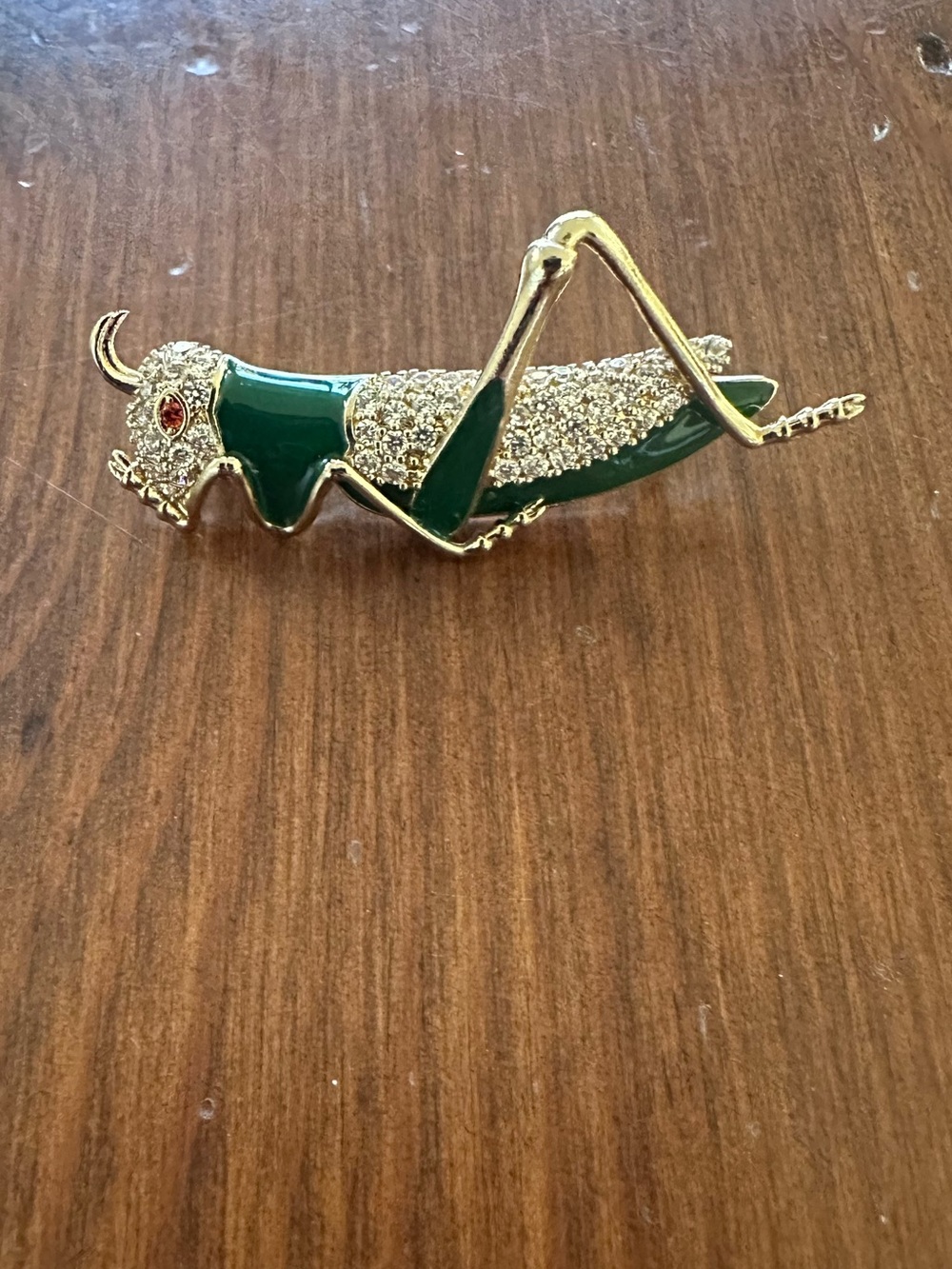 Banana Republic Gold-Tone Grasshopper Brooch with Green Enamel